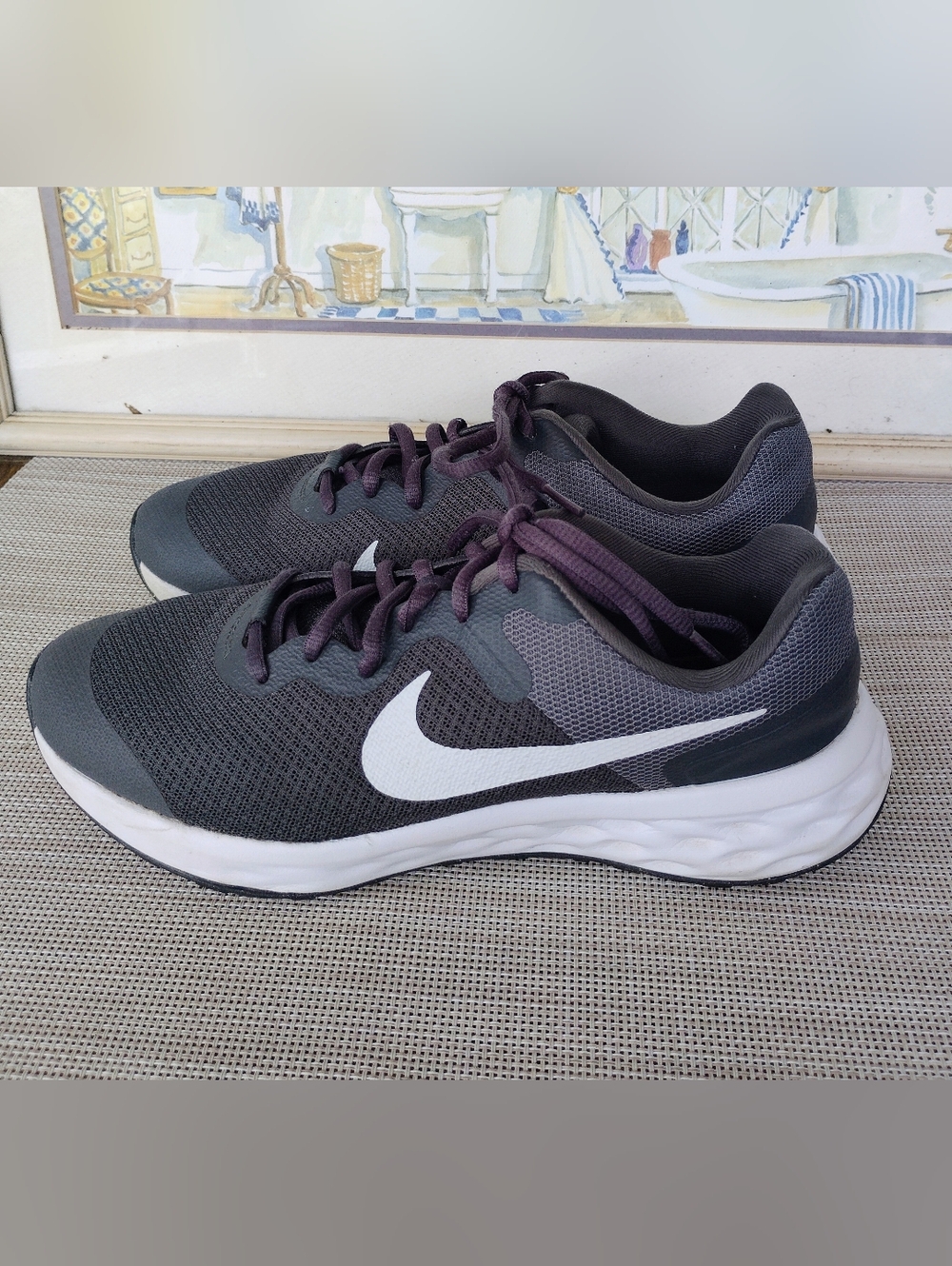 Unisex Nike "Revolution 6" Iron Grey Mesh/White Running/Casual Shoes. M6/W7.5